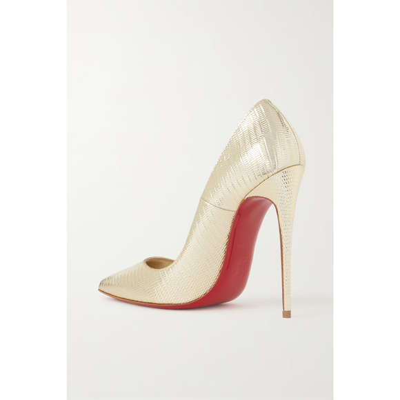 Christian Louboutin So Kate 120 Gold Lizard Lizzy Pointy Stiletto Heel Pump 37.5 - Picture 8 of 12